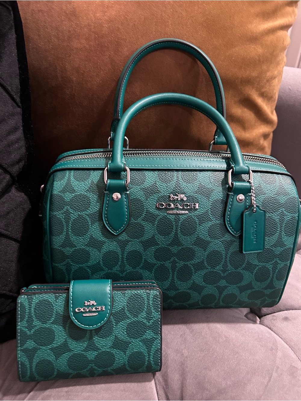 Coach Rowan Jade Purse Satchel with Wallet - Regular Size - 100% Authentic